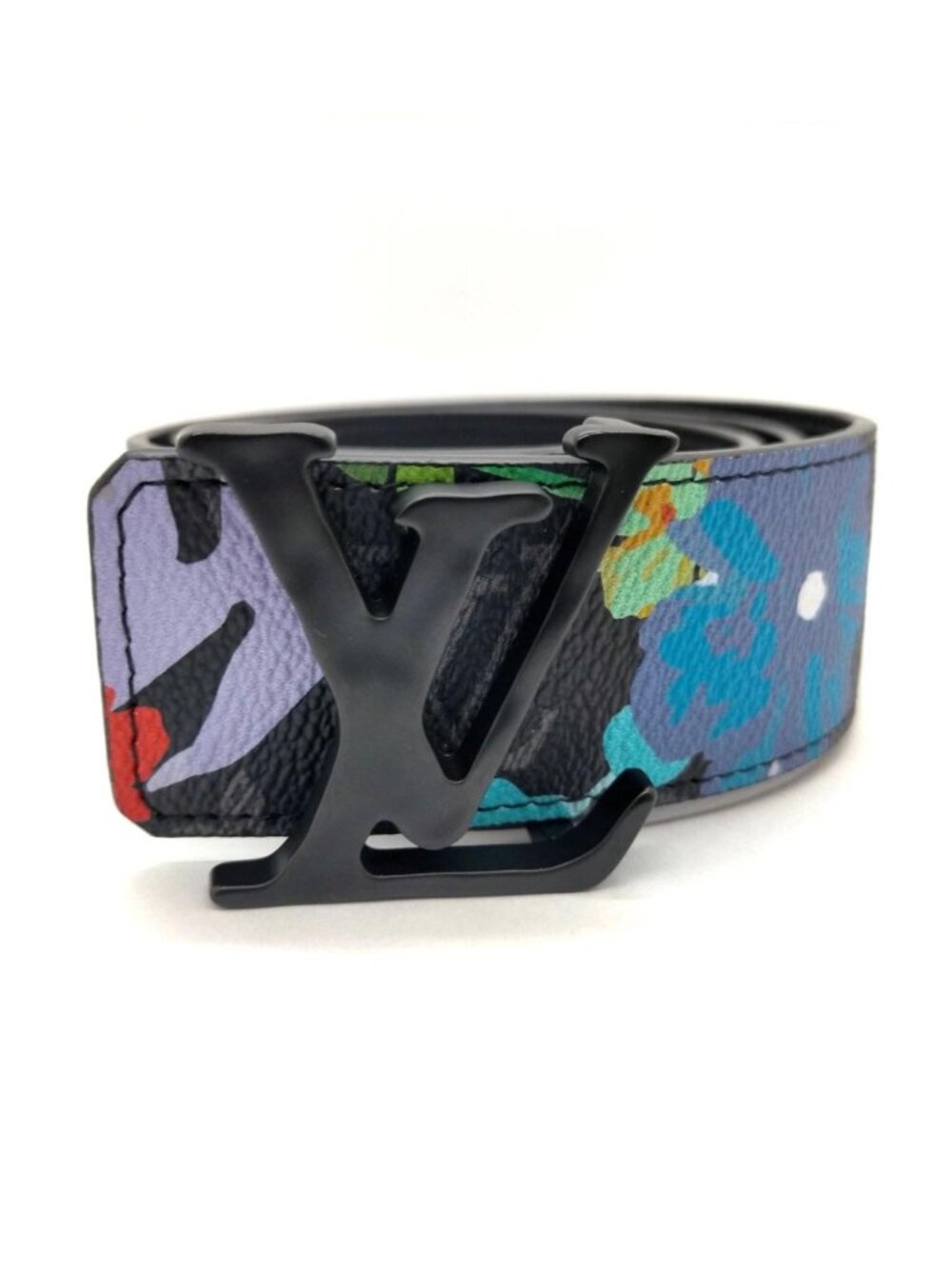 Authentic Louis Vuitton LV Belt Monogram Floral Black